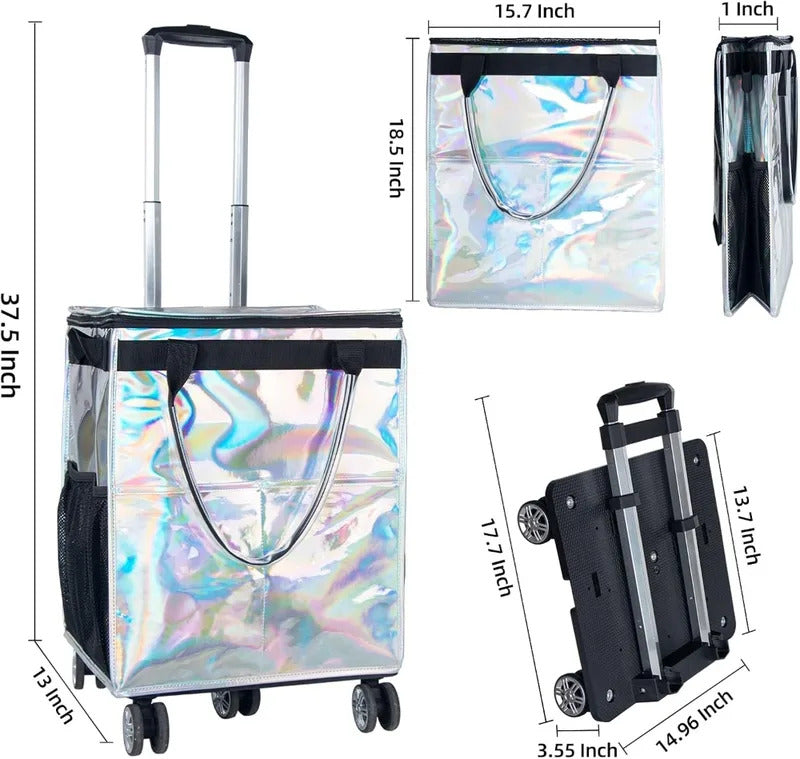 54L Foldable Rolling Shopping Cart - Detail View