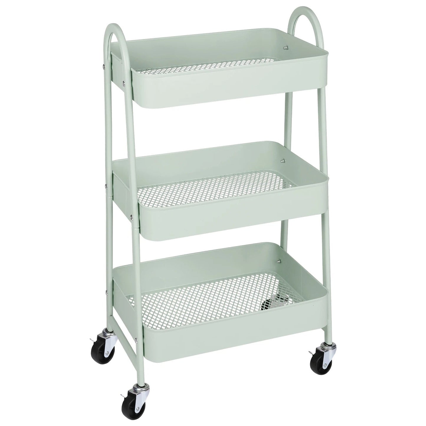 3 Tier Metal Storage Kitchen Cart with Lockable Wheels - Size Reference