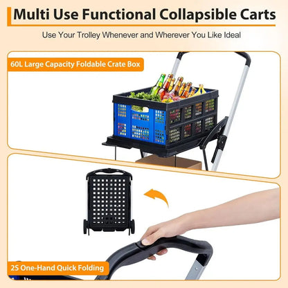 2-Tier Folding Shopping Cart with Removable Basket - Size Reference