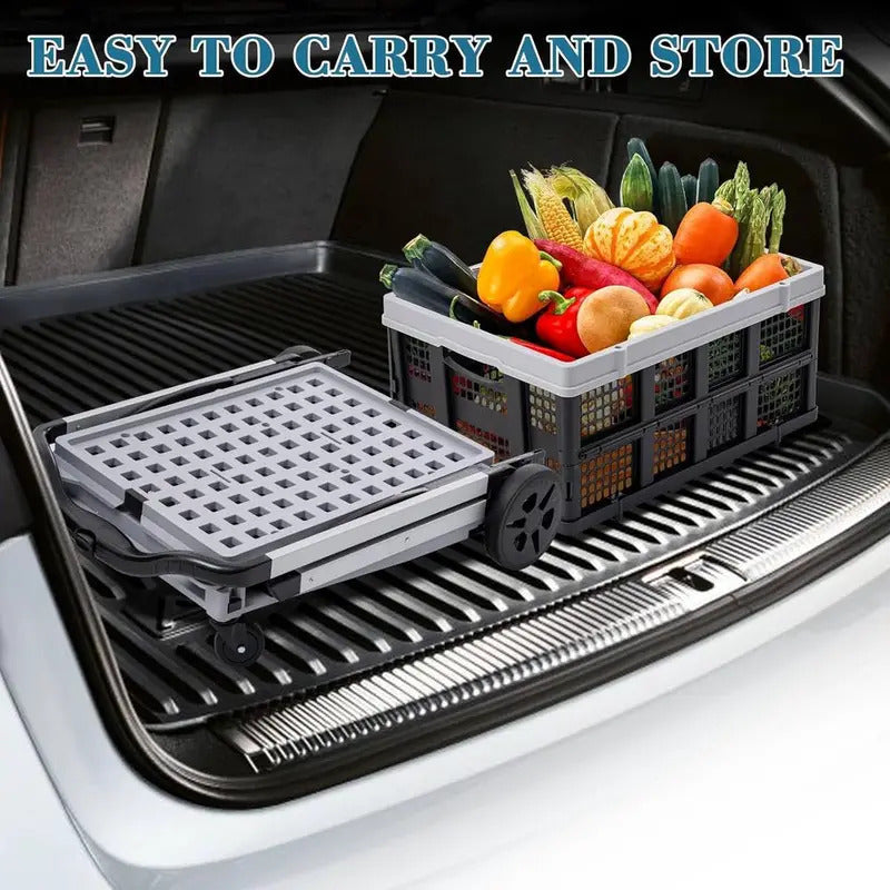 Folding Shopping Cart with 360° Swivel Wheels - In Use