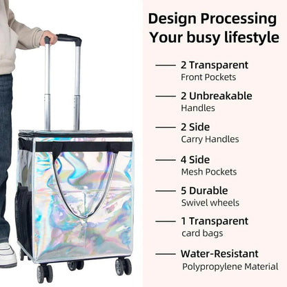 54L Foldable Rolling Shopping Cart - Close-up Detail