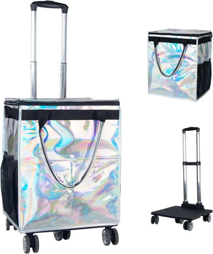 54L Foldable Rolling Shopping Cart - Side View