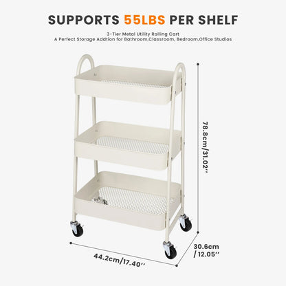 3 Tier Metal Storage Kitchen Cart with Lockable Wheels - Additional View