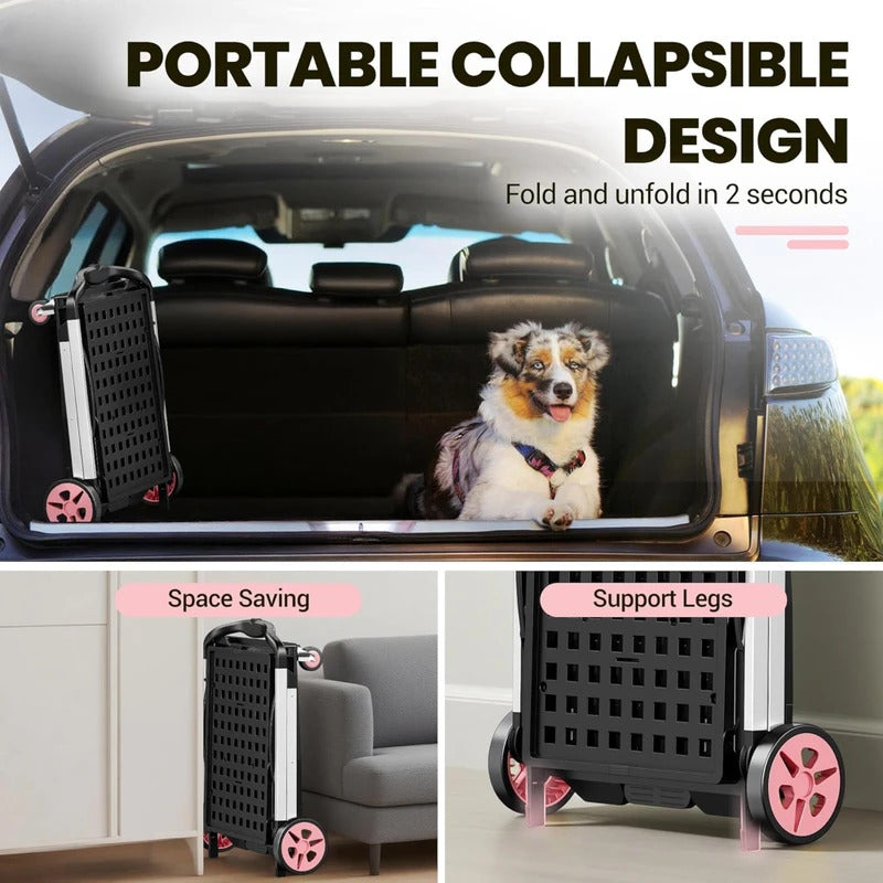200LBS Rolling Crate 8-in-1 Collapsible Shopping Cart - Close-up Detail