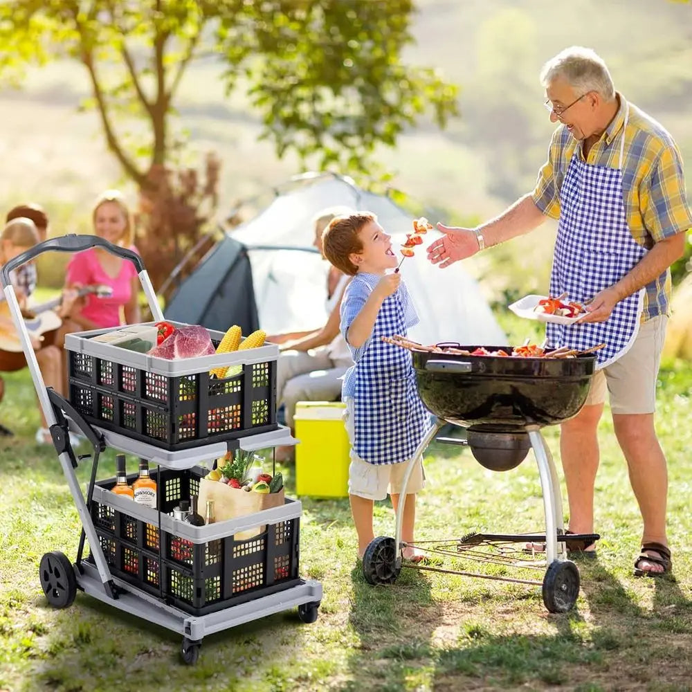 Folding Shopping Cart with 360° Swivel Wheels