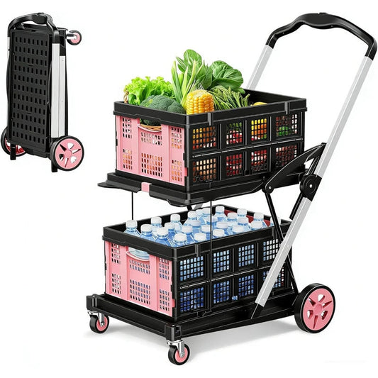 200LBS Rolling Crate 8-in-1 Collapsible Shopping Cart
