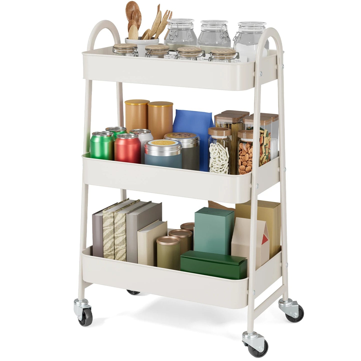 3 Tier Metal Storage Kitchen Cart with Lockable Wheels - Additional View