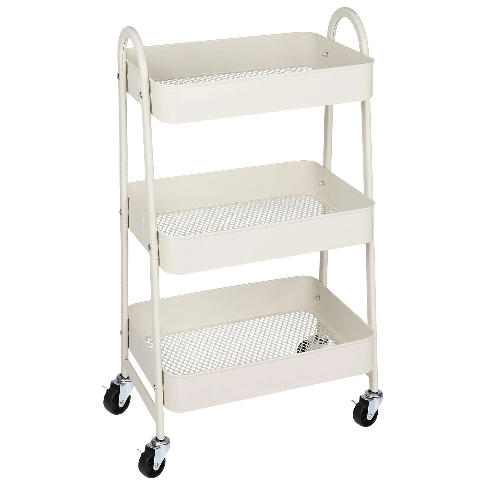 3 Tier Metal Storage Kitchen Cart with Lockable Wheels - In Use