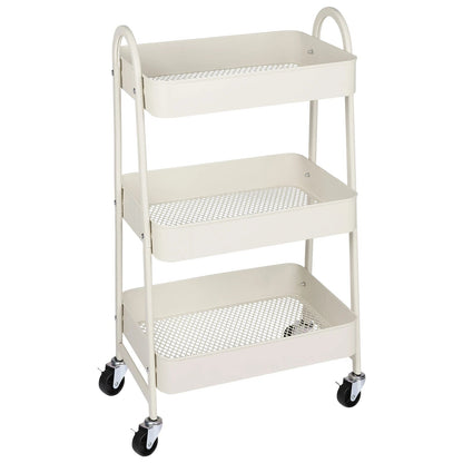3 Tier Metal Storage Kitchen Cart with Lockable Wheels - In Use
