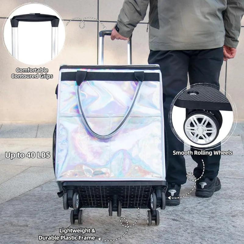 54L Foldable Rolling Shopping Cart