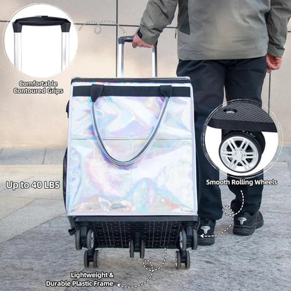 54L Foldable Rolling Shopping Cart