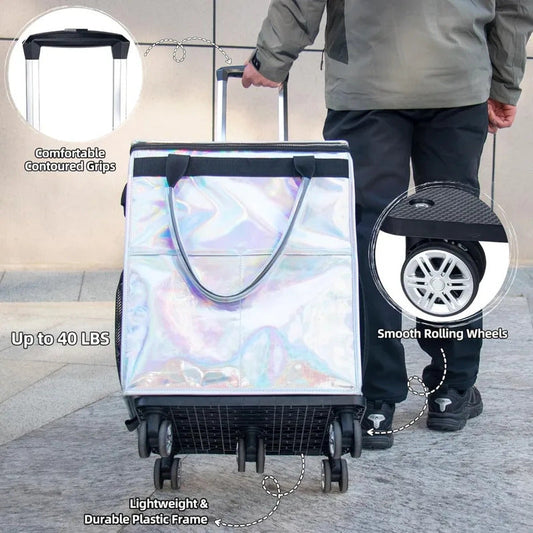 54L Foldable Rolling Shopping Cart