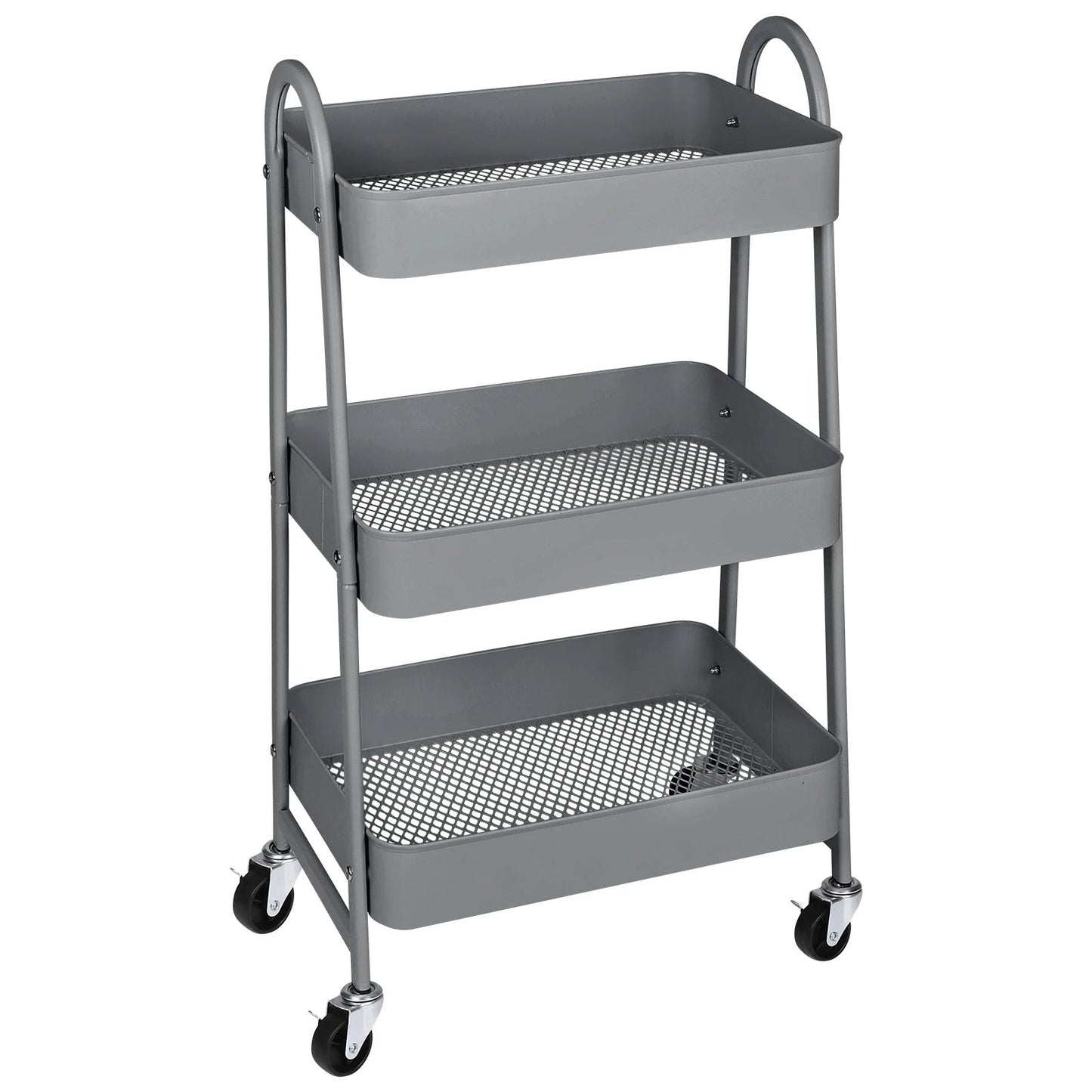 3 Tier Metal Storage Kitchen Cart with Lockable Wheels - Dimensions