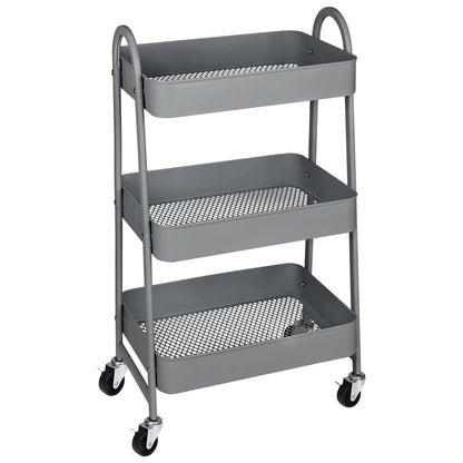 3 Tier Metal Storage Kitchen Cart with Lockable Wheels - Dimensions